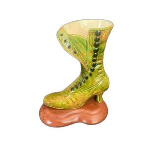 1970s Atlantic Mold Victorian Shoe Ceramic Vase Planter Vintage Boot